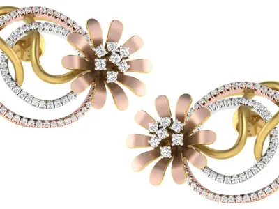 Women Flower Drop  Earring  3D print model purchase