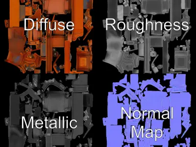 Antique Wooden Desk Model Pack with Detailed Carvings Low-poly 3D model