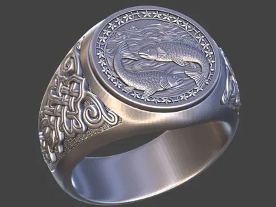 ZODIAC PISCES RING 3D print model