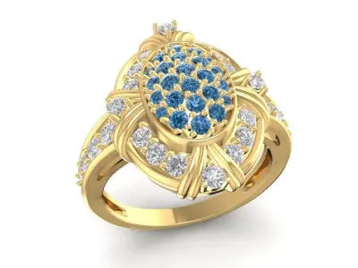 Luxury Multi-Layer Round Diamond Ring for Women 1721 3D print model