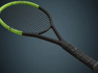Tennis Racquet 1B Low-poly 3D model