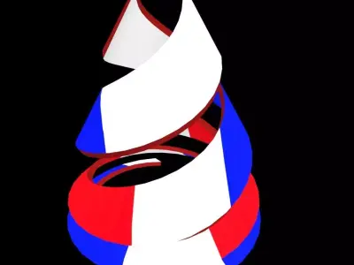 France Flag on double Helical Structure 3D model 3D model