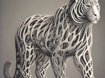 Intricate Layered Tiger Sculpture 3D print model