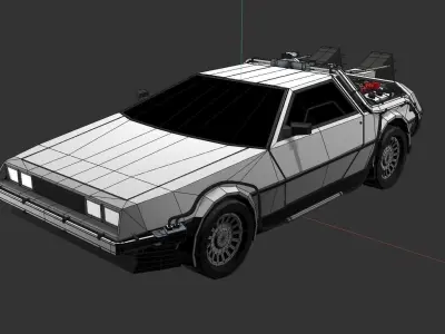 Time Machine 1981 DMC DeLorean Low-Poly Style Low-poly 3D model