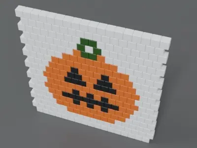 Low Poly Cartoon Pumpkin Brick Wall Low-poly 3D model
