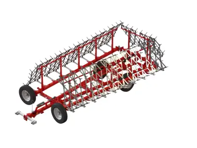 WG0012 - Complete range of 4 semi-mounted heavy toothed harrows  3D model