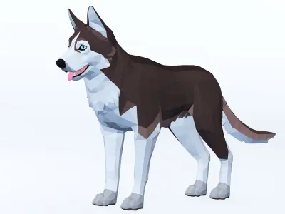 LowPoly Dog - Husky Low-poly 3D model