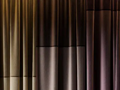 Set of soft silk curtains with wrinkles - collections 010 HBH Low-poly 3D model