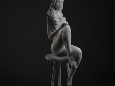 Beautifulwomansit nude woman on chair 3D print model
