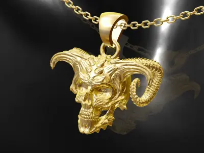 Skull demon pendant jewelry gold 3D print model