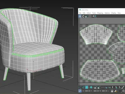 Game Ready Armchair 1 leather chair Low-poly 3D model