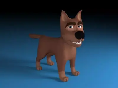 Cartoon rigged  brown dog Low-poly 3D model