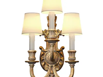 Large Antique Rococo Wall Lamp Sconce Classic English style 3D model
