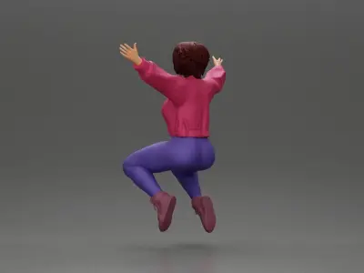 girl being carried on the man s shoulders 3D print model