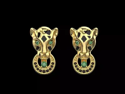 Panther Earrings 40298 3D print model