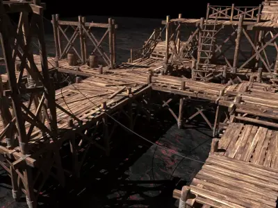 Medieval wooden structures 3D model
