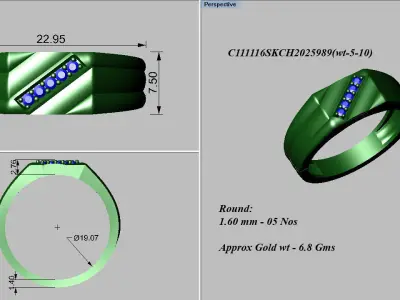 light weight gold diamond rings-C111116SKCH2025989-wt-5-10 3D print model