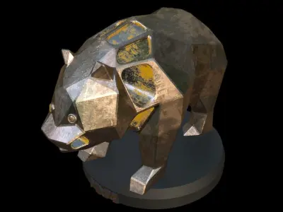 Steampunk Panda Low-poly 3D model