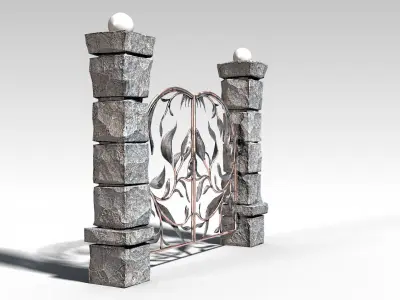 Decorative Metal Gates PBR Low-poly 3D model