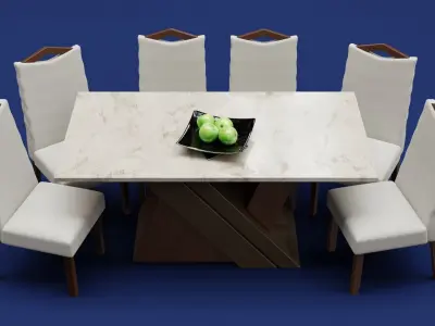 Modern Wood Table 6 seats 3D model