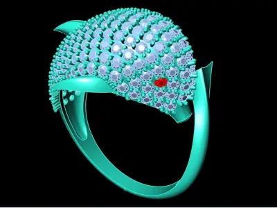 Dolphin ring  - Fish ring - Diamond ring - Womens rings - N1036 3D print model
