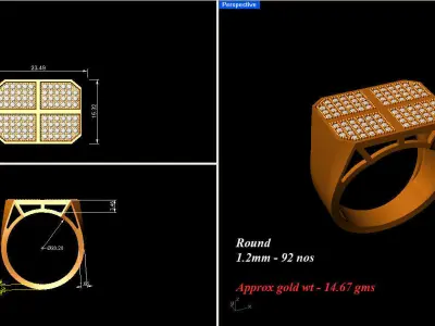 Diamond Ring Hip Hop Simple for Man  3D print model