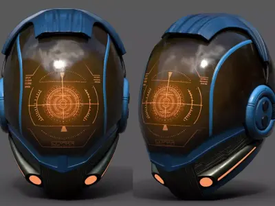 Helmet scifi fantasy pilot military combat low poly human  Low-poly 3D model