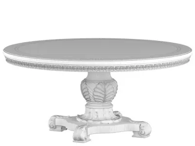 Wood Round Dining Table 3D model buy