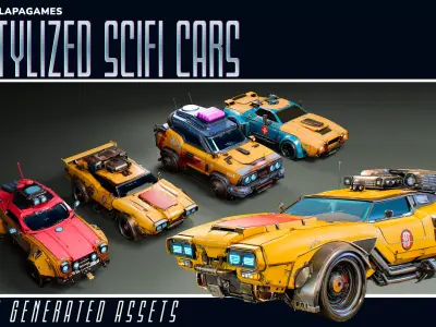 Stylized Sci-Fi Cars 3D model