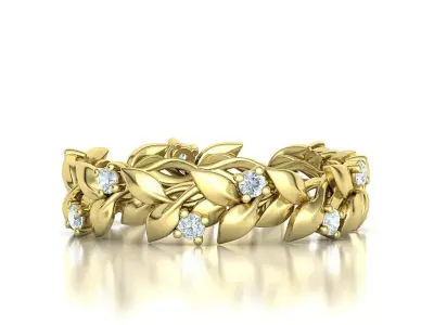 Floral Leaves Eternity Ring Nature Inspired Leaves Ring 9US 3D print model
