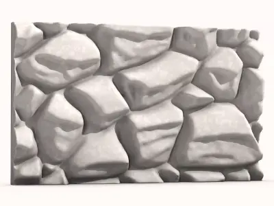 Battered Stone Wall Architecture 3D model