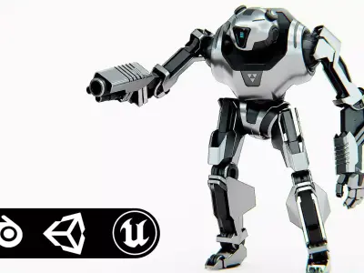 COMBAT DROID PANDA  Rigged for Unreal Engine - Unity - MIXAMO 3D model