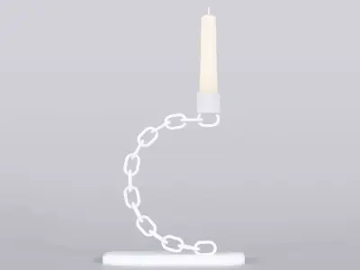 Alphabet C White Chain Candleholder 3D Model True 4K PBR Render Low-poly 3D model