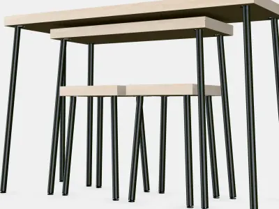 FRIDNAS Nesting tables with stools set of 4 Low-poly 3D model