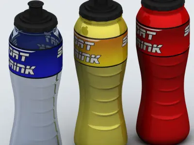 MTB bicycle sport bottle with cage 3D model