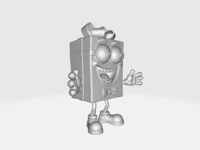 Cute 3D Gift Box Character Fun Cartoon Style Figurine 3D print model