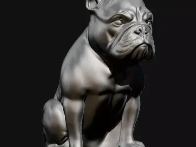 Short Bulldog sculpture 3D model