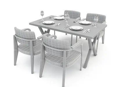 3D dining table 001 Low-poly 3D model
