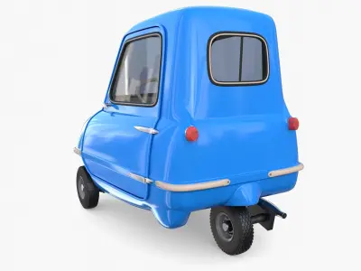 Peel P50 Blue with interior and chassis 3D model