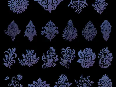 75 Ornaments Motif Base Mesh Pack Low-poly 3D model