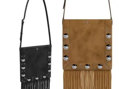 Valentino Garavani Nellcote Suede Fringe Shoulder Bag Low-poly 3D model
