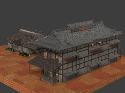 Chinese house figure  Low-poly 3D model