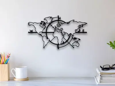 World Map Wall Art 3D print model 2