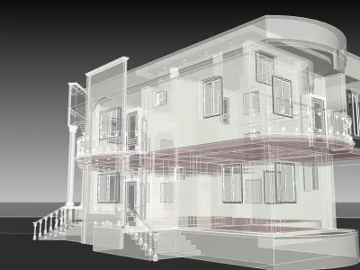 residential house with stairs and balconies 3D model