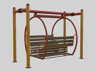 Playground Metal Porch Circular - Rounded Seat Swings - 01 3D model