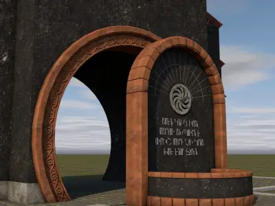 Memorial fountain  Low-poly 3D model