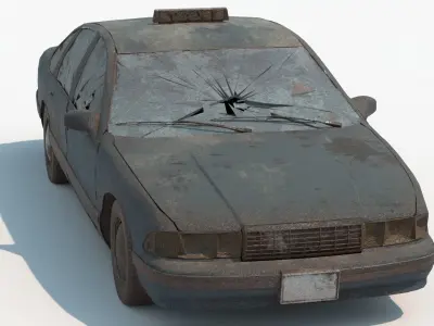 8k abandoned cars destroyed vehicles Low-poly 3D model
