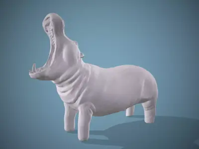 Hippopotamus Sculpt High and low poly 3D model