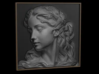 Womans Face Relief 1 3D print model
