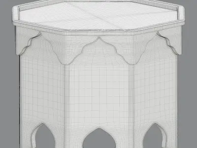 Hand painted hexagonal Moroccan table 3D model